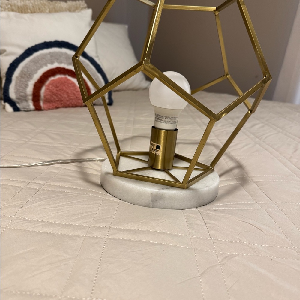 Geometric Gold Table Lamp with Marble Base